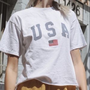 Brandy Melville USA White Cropped TShirt